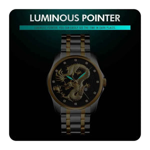 SKMEI 9193 Dragon Design Premium Watch - GoldSilver/Black