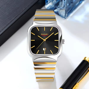 Skmei - 9361 - Luxury Square Men Quartz Watch Waterproof - silver/Gold-black image 2