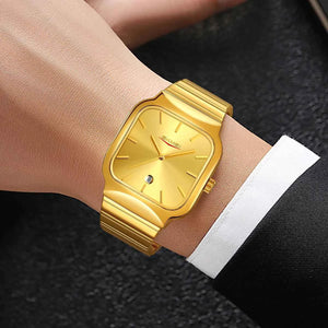SKMEI 9361 Classic Minimal Square Watch - Gold/Gold