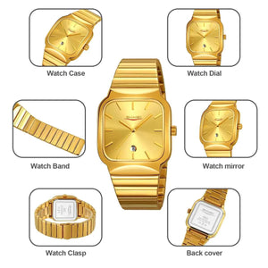 SKMEI 9361 Classic Minimal Square Watch - Gold/Gold