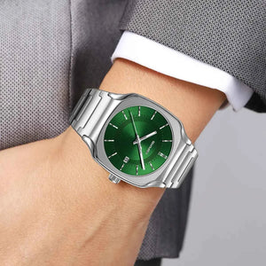 SKMEI 9380 Elegant Stainless Steel Watch - Silver/Green