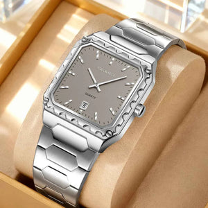 SKMEI 9383 Classic Square Steel Watch - Silver/Grey