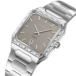 SKMEI 9383 Classic Square Steel Watch - Silver/Grey
