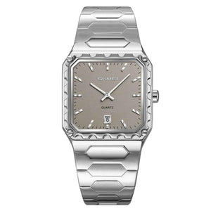 SKMEI 9383 Classic Square Steel Watch - Silver/Grey