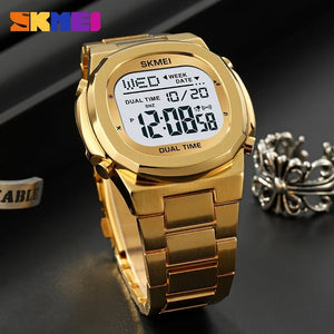 SKMEI 2004 Digital Chronograph Countdown Timer Watch - Gold/white image 2