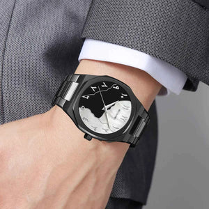 SKMEI 9391 Elegant Golden Arabic Dial Watch - Black/Black/White