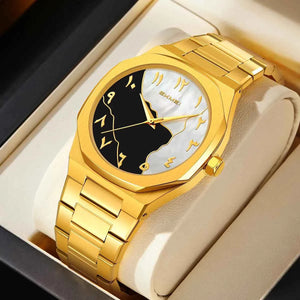 SKMEI 9391 Elegant Golden Arabic Dial Watch - Gold/Black/White
