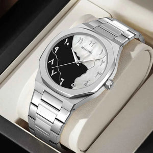 SKMEI 9391 Elegant Golden Arabic Dial Watch - Silver/Black/White