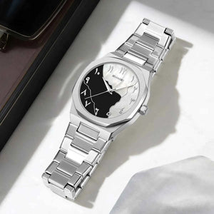 SKMEI 9391 Elegant Golden Arabic Dial Watch - Silver/Black/White