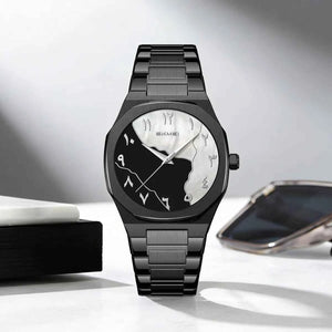 SKMEI 9391 Elegant Golden Arabic Dial Watch - Black/Black/White