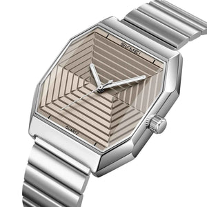 SKMEI 9393 Modern Geometric Steel Watch - Silver/Grey