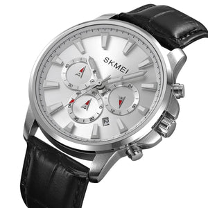 SKMEI - 2071 - High Quality Luxury Watch - Silver/Silver Leather image 0