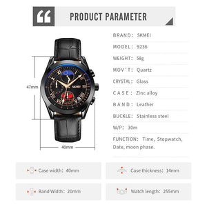 SKMEI - 9236 - Chronograph High Quality Watch - Black/Black image 2