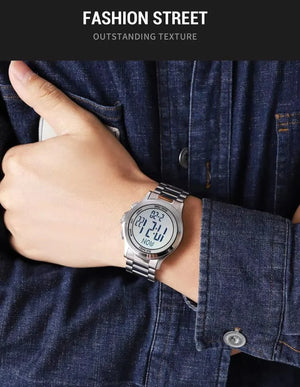 Skmei - 2271 - Digital Dual Time Men's Stainless Steel Watch - Silver image 2