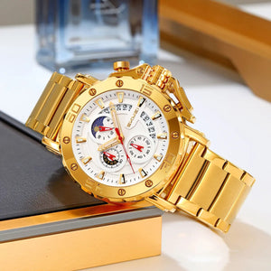 SKMEI - 9344 - Multifunctional Calendar Chronograph Sports Quartz Watch - gold/silver image 4