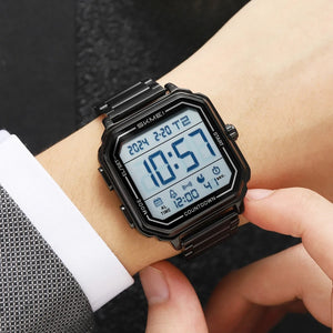 Skmei – 2559 – Digital Classic Sports Watch – Black/Steel Strap image 2