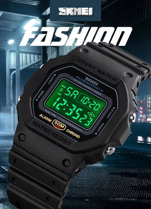 SKMEI - 1628 - Classic Digital Sports Watch - Black/White image 2