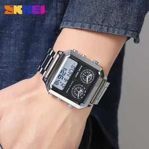 Skmei - 2204 - Digital Luminous 4 Time Square - Silver/White image 2