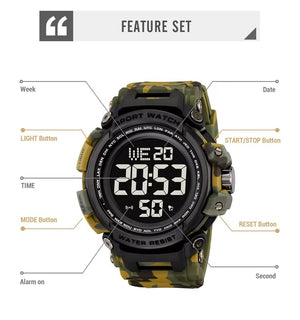 Skmei - 2422 - Digital Big Dial Shock Sports Watch - army green camo image 4