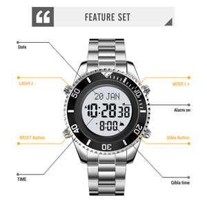 SKMEI - 2141 - Qibla Azan Time Reminder Prayer Watch - silver image 2