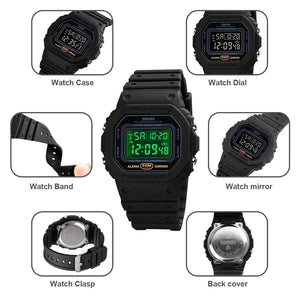 SKMEI - 1628 - Classic Digital Sports Watch - Black/Black image 3