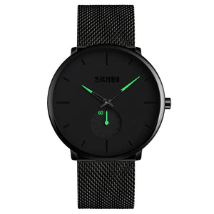 SKMEI - 9185 - Ultra Minimal Black Mesh Wristwatch - green image 0