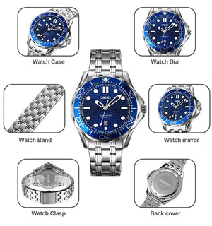 Skmei - 9276 - Quartz Casual Luxury Business Analog Watch - silver/blue-steel image 4