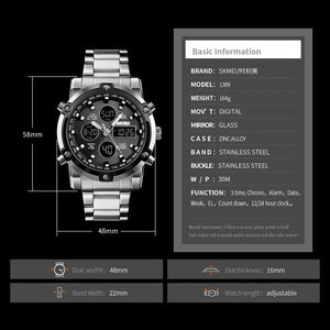 Skmei – 1389 – Dual Display Waterproof Business Watch - Silver/Black image 7