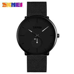 SKMEI - 9185 - Ultra Minimal Black Mesh Wristwatch - White image 3