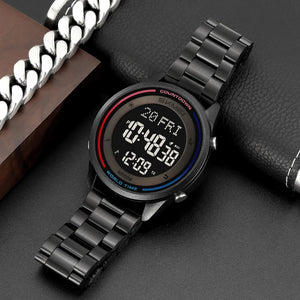 SKMEI 2412 Digital Countdown World Time Sports Watch - black/steel image 1