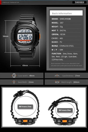 Skmei - 1657 - Sports 50M Waterproof Digital - Black/Black image 5