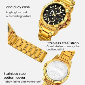 SKMEI - 2399 - Analog Multifunction Watch for Men with Stopwatch - gold image 5