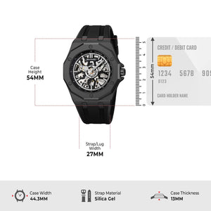 SKMEI - M036 - Automatic Movement Skeleton Dial - black-silica gel image 3