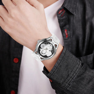 Skmei – 9349 – Silicone Quartz Luxury Watch – Silver/White image 2