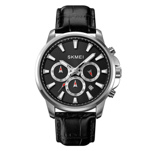 SKMEI - 2071 - High Quality Luxury Watch - Silver/Black-Leather image 2