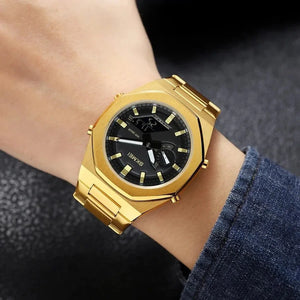 Skmei - 1816 - Dual Display luminous waterproofs 50+ timezone - Golden/Black image 2