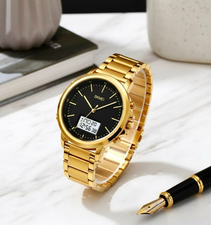 Skmei - 1652 (Chain) - Multifunctional Waterproof - Gold/White-Steel image 3