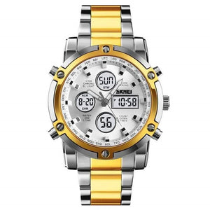 Skmei – 1389 – Dual Display Waterproof Business Watch - Silver/Gold-Silver image 1