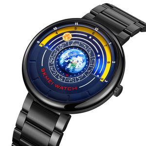 SKMEI - 2361 - Earth Orbit Quartz Watch - Black image 1