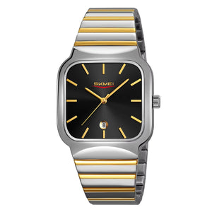 Skmei - 9361 - Luxury Square Men Quartz Watch Waterproof - silver/Gold-black image 1