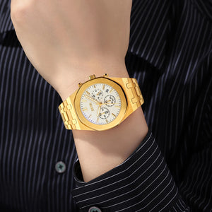 SKMEI - 9296 - Analog Stainless Steel Chronograph Quartz Watch - gold/silver image 2