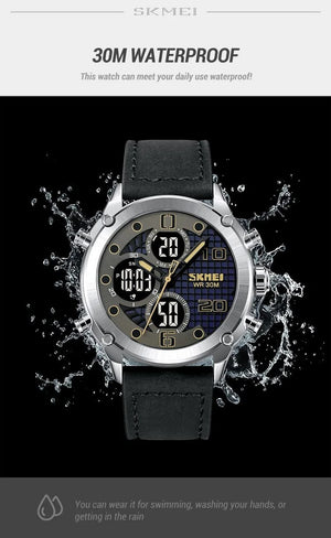 Skmei - 1975(strap)- Luminous 30m Waterproof Mutifunctional - Silver/Black-White image 1