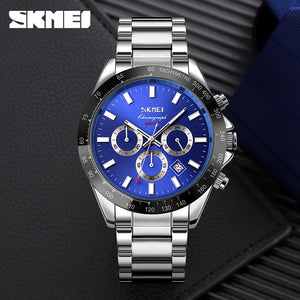 SKMEI - 9259 - High Quality Luxury Watch - Silver/Blue image 3