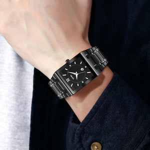 SKMEI 9263 Square Analog Quartz Watch - Black/Black image 1