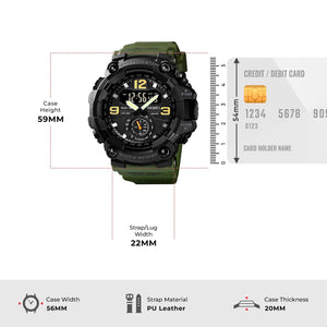 Skmei - 1637 - Warrior Dual Display Watch - Army Green image 4