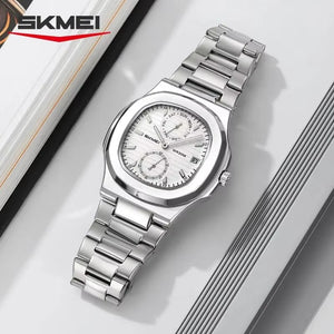 SKMEI - 2423 - Elegant Classic Multifunction Sqaure Dial Watch - Silver/Silver image 2