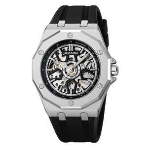 SKMEI - M036 - Automatic Movement Skeleton Dial - silver-silica gel image 0