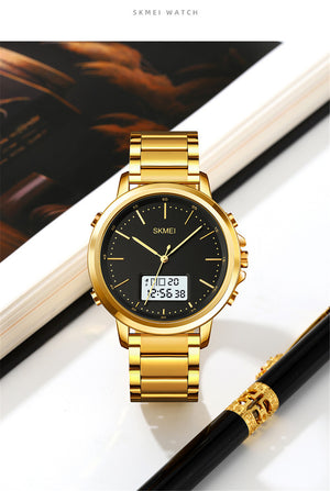 Skmei - 1652 (Chain) - Multifunctional Waterproof - Gold/White-Steel image 1