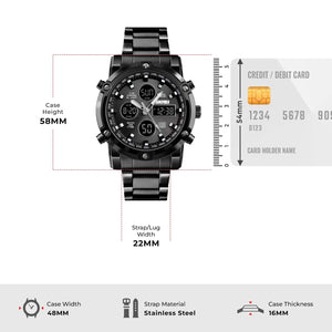 Skmei – 1389 – Dual Display Waterproof Business Watch - Black/Black image 3