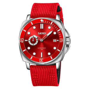 SKMEI 9328 Analog Quartz Nylon Strap Casual Watch - red image 0